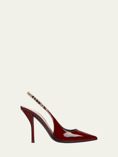 GUCCI Signoria Patent Chain Slingback Pumps