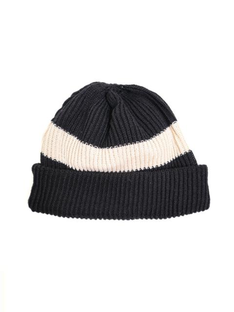 ROTOTO® R5164 Cotton Flax Stripe Knitted Hat - Black