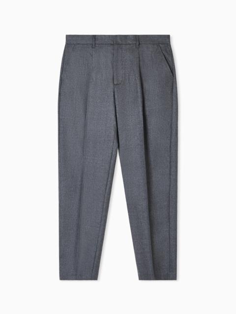EMPORIO ARMANI VIRGIN-WOOL STRETCH-TWILL TROUSERS