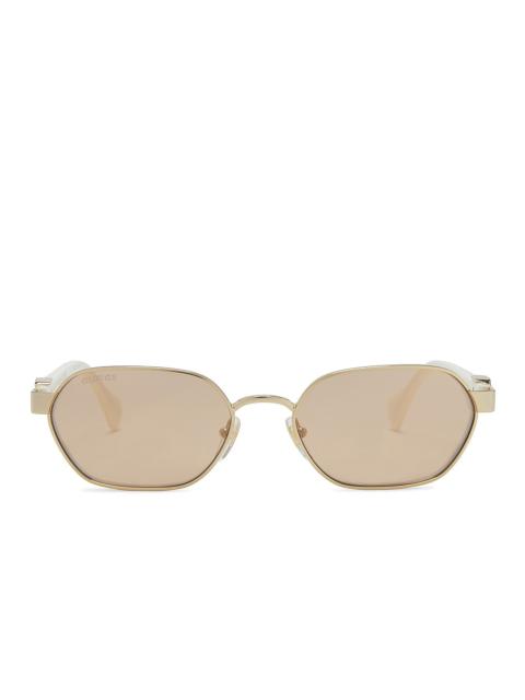 GUCCI Geometric Sunglasses In Gold & Ivory