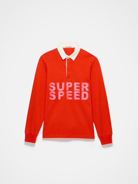 JW Anderson 'SUPER SPEED' RUGBY POLO TOP IN BRIGHT RED