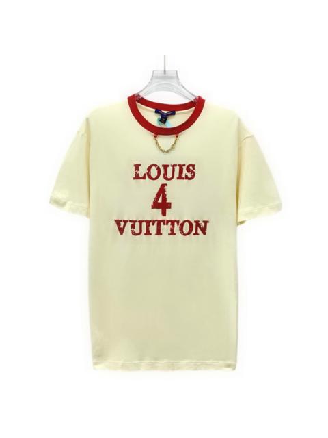 Louis Vuitton Louis Vuitton 2023 Light Yellow Logo Print Cotton Crew Neck Short Sleeve T-Shirt