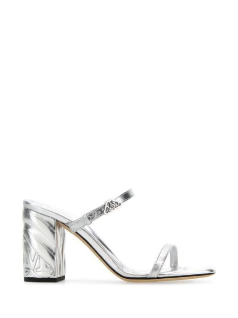 Alexander Mcqueen Woman Silver Leather Seal Mules