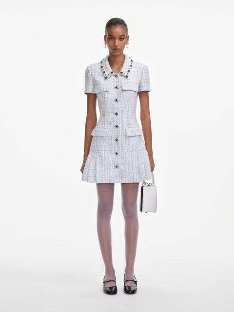 self-portrait Blue Boucle Mini Dress