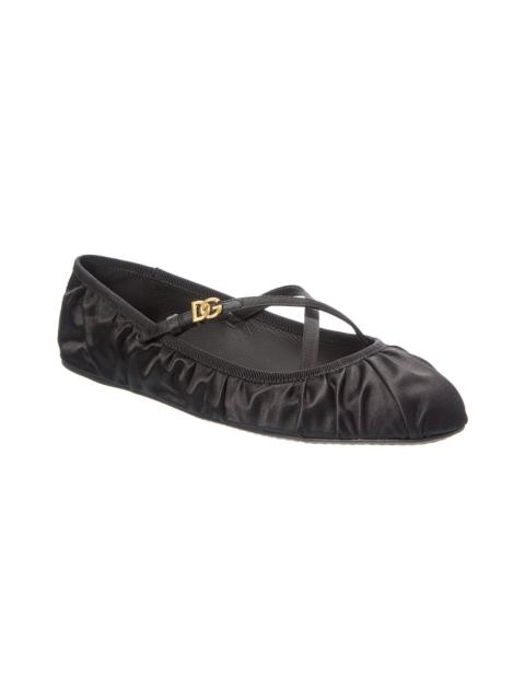 Dolce & Gabbana Dolce & Gabbana Logo Satin Flat