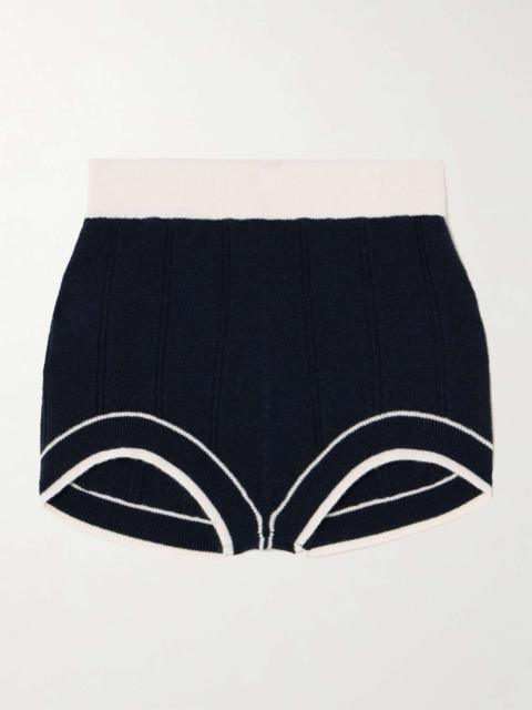 Ribbed cashmere shorts Navy