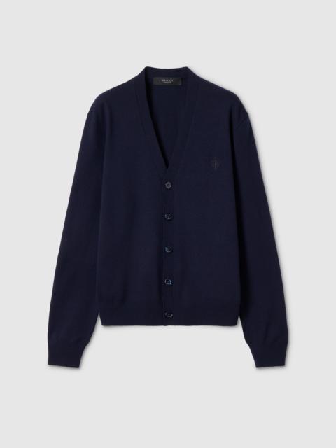 GUCCI Knit wool cardigan with embroidery