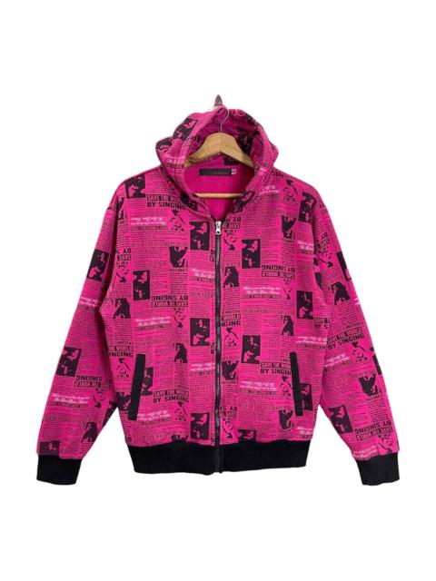 Other Designers Vintage Save The World By Singing Allover Print Zipper Hoodi