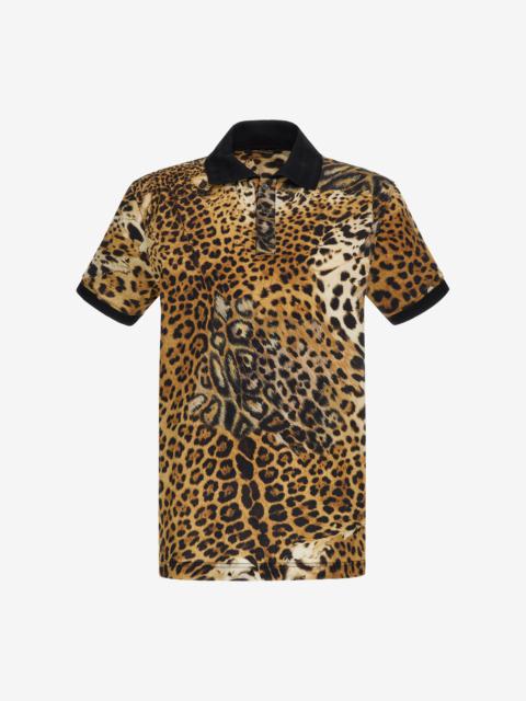 Roberto Cavalli Polo with Jaguar Skin print