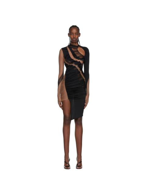 MUGLER Black Swirling Dress