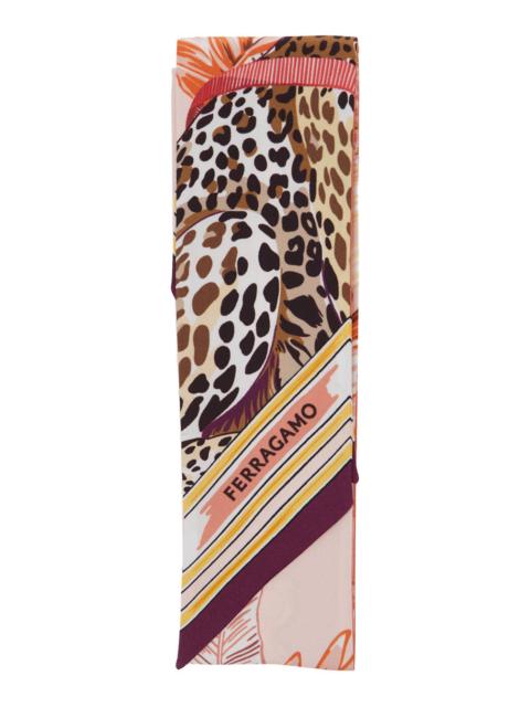 FERRAGAMO Ferragamo Women Pink Scarf With All-Over Print And Embossed Logo Lettering In Silk For Women