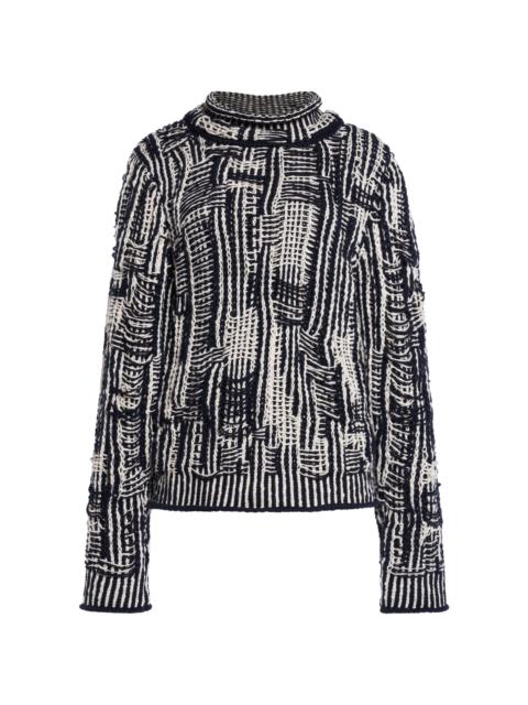 Bottega Veneta Cotton Intrecciato-Knit Sweater black/white
