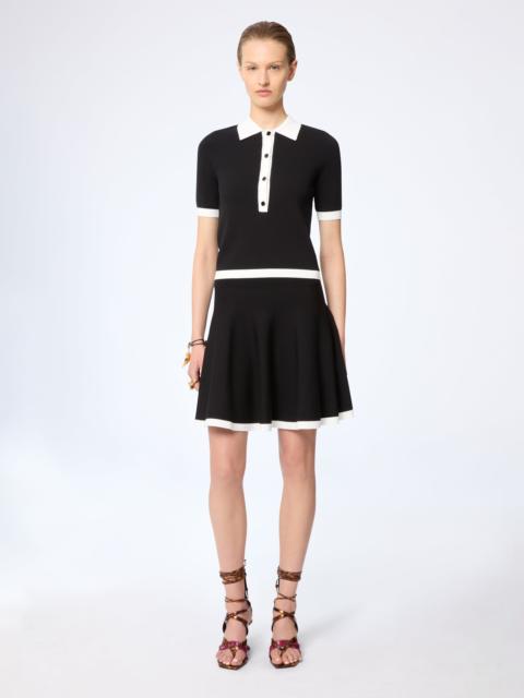 NINA RICCI Black Bicolour Cropped Polo