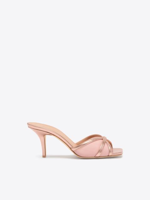 MALONE SOULIERS Perla 70 Pink Shimmer Organza Heeled Sandals