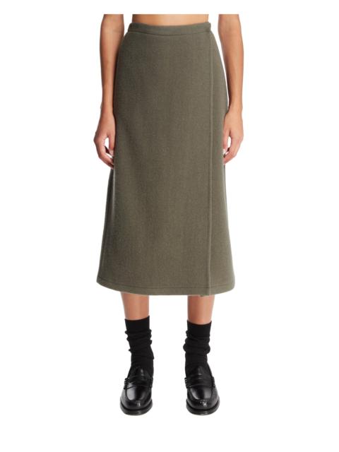 RIER Green Wool Midi Wrap Skirt