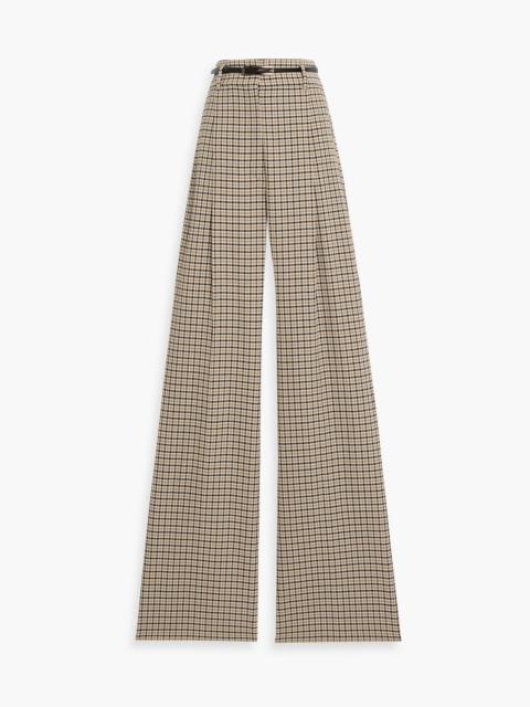 Max Mara Belted checked wool wide-leg pants