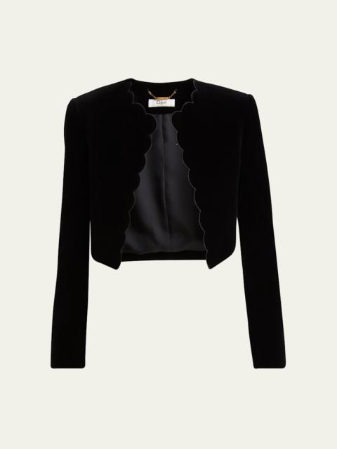 Chloé Scalloped Velvet Crop Jacket
