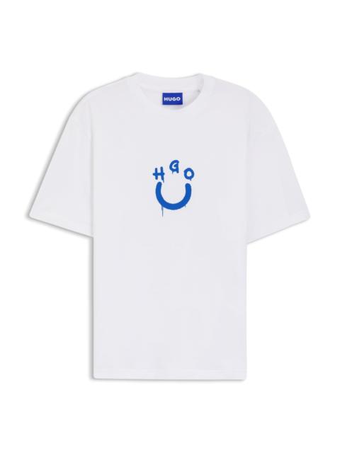 HUGO COTTON-JERSEY T-SHIRT WITH HAPPY HUGO LOGO