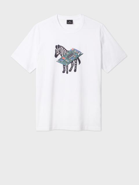 Paul Smith White Circuit Print 'Zebra' T-Shirt