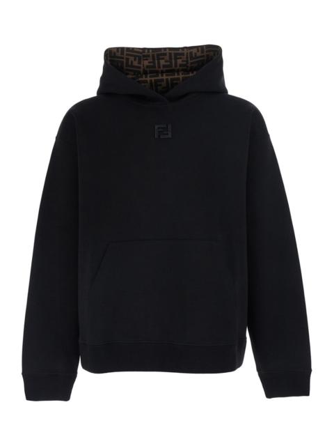 FENDI Fendi Men Black Hoodie With Fixed Hood And Ff Embroidery On The Front In Cotton For Men
