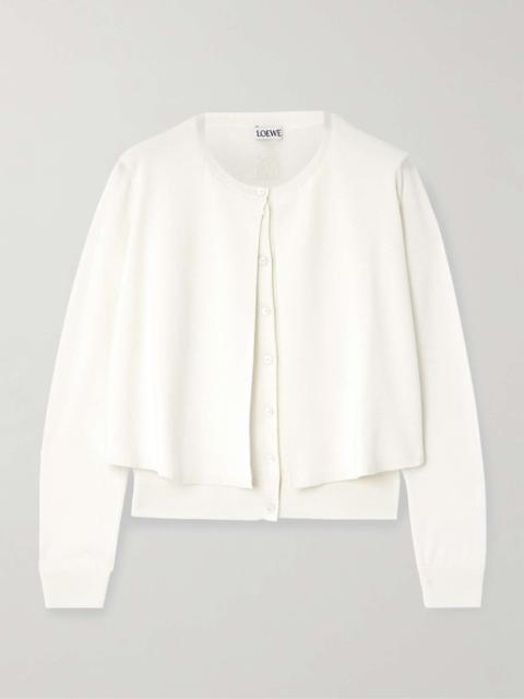 Layered wool cardigan White