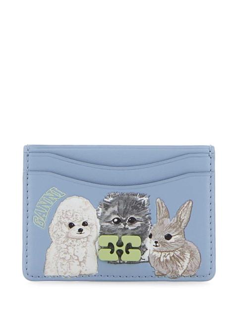 GANNI Ganni Women Light Blue Leather Card Holder