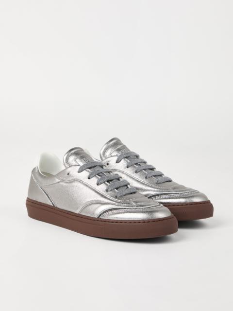 Brunello Cucinelli Lamé calfskin sneakers with shiny details