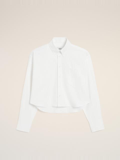 AMI Paris WHITE COTTON AMI DE COEUR CROPPED OVERSIZED SHIRT