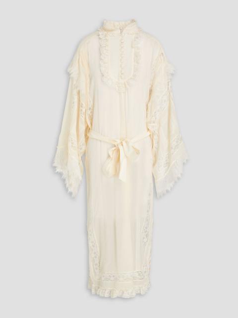 Zimmermann Ruffled lace-trimmed georgette midi dress