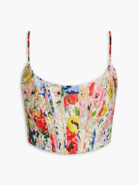 Zimmermann Cropped floral-print linen bra top