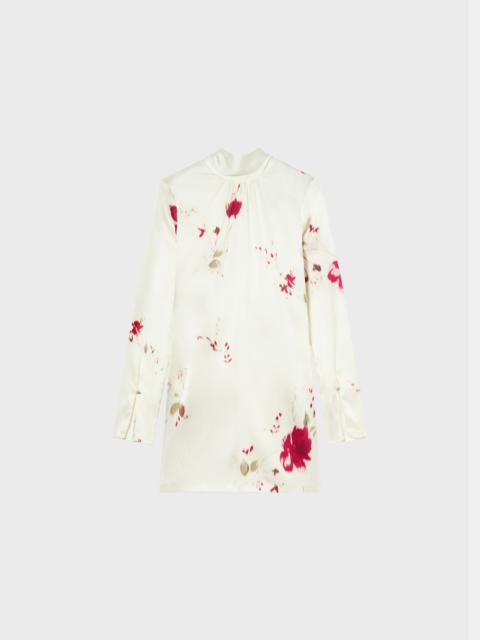 Blumarine ROSES PRINT SILK SATIN DRESS