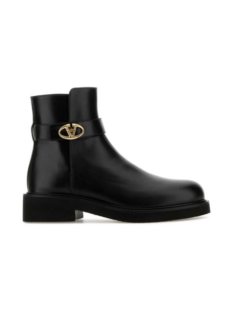 Valentino Black Leather Vlogo Ankle Boots