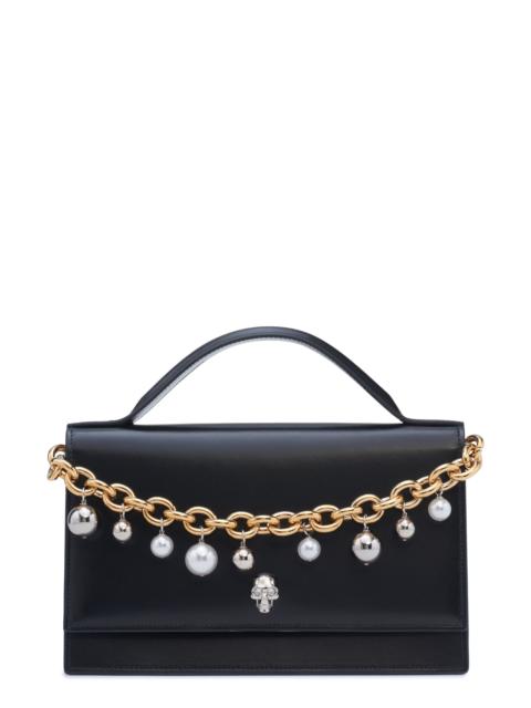 Alexander McQueen McQueen Medium Skull Chain Detail Leather Handbag in Black/Silver at Nordstrom