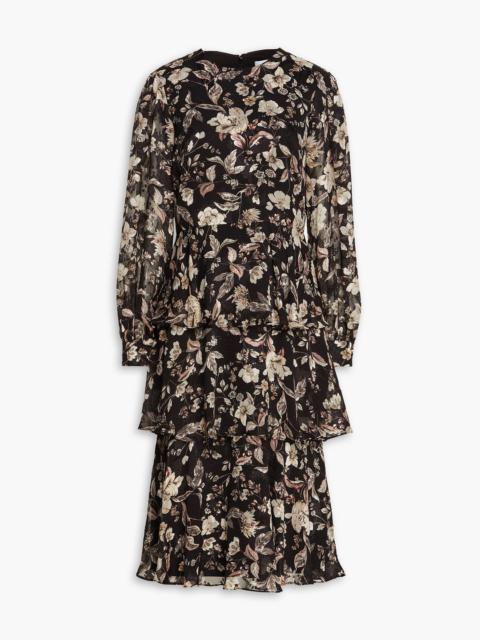 Other Designers Tiered floral-print jacquard midi dress