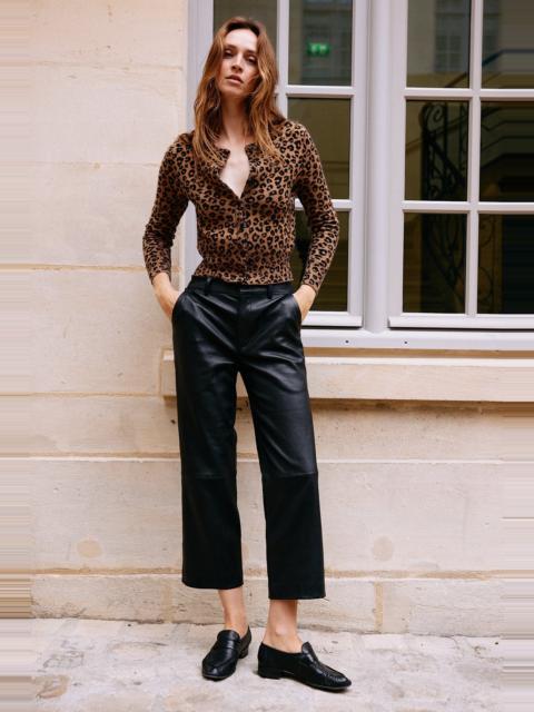 SPRWMN BLACK LEATHER CROPPED TROUSERS