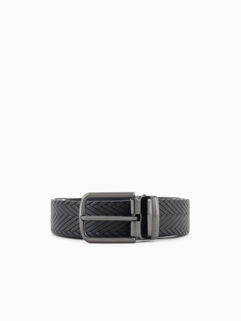 EMPORIO ARMANI LEATHER BELT WITH BRAIDED PRINT