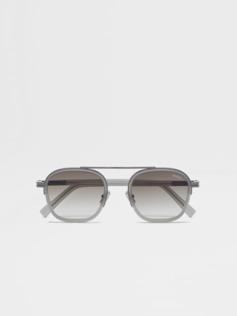 ZEGNA GREY ORIZZONTE I ACETATE AND METAL SUNGLASSES