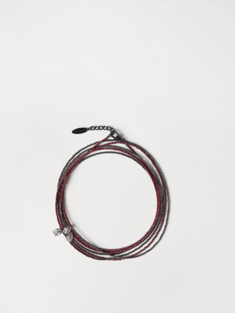 Brunello Cucinelli Hematite and sterling silver wrap bracelet