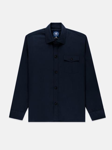 J. PRESS MADE-IN-ENGLAND NAVY DRYWAX COTTON OVERSHIRT