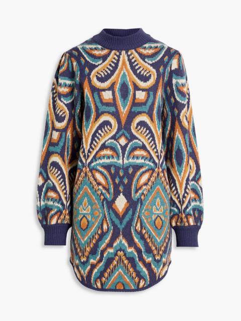 FARM RIO Jacquard-knit mini dress