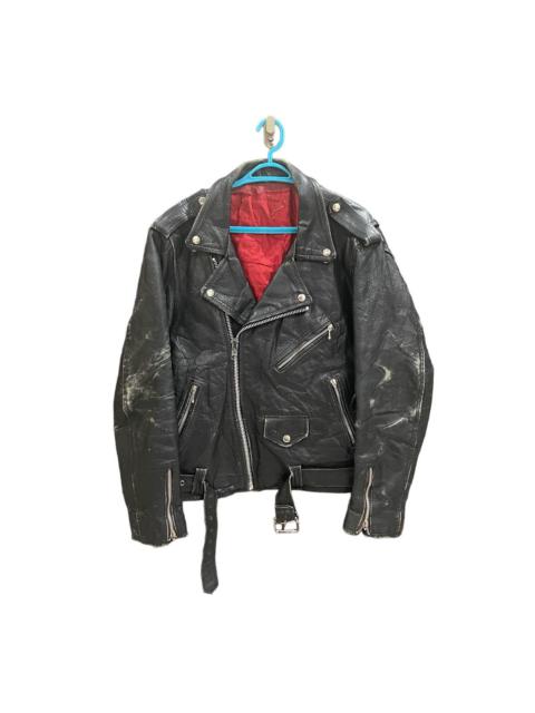 Other Designers 🔥Vintage Cowhide Double Collar Leather Punk Jacket