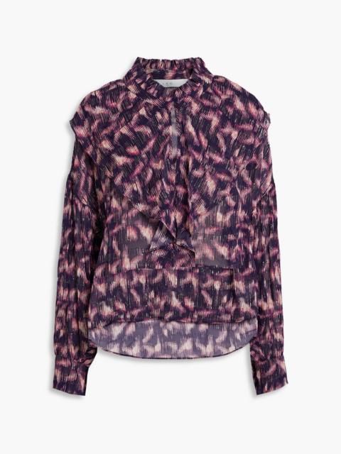 Other Designers Tchami ruffled printed fil coupé georgette blouse