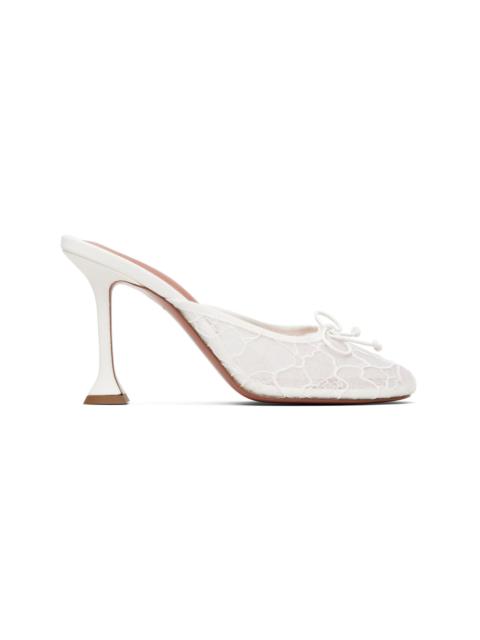 Amina Muaddi White Lila Lace Slipper 95 Heels