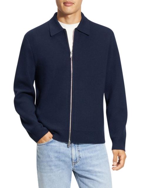 Theory Theory Cameron Merino Wool Zip Cardigan in Baltic at Nordstrom