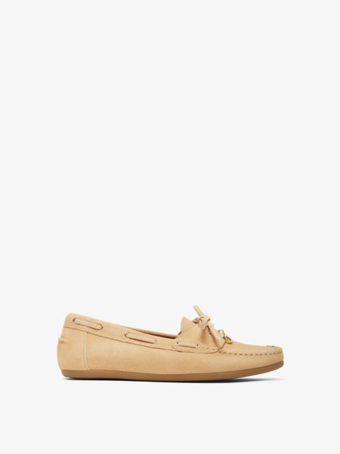 FERRAGAMO Flippy light camel driving shoes