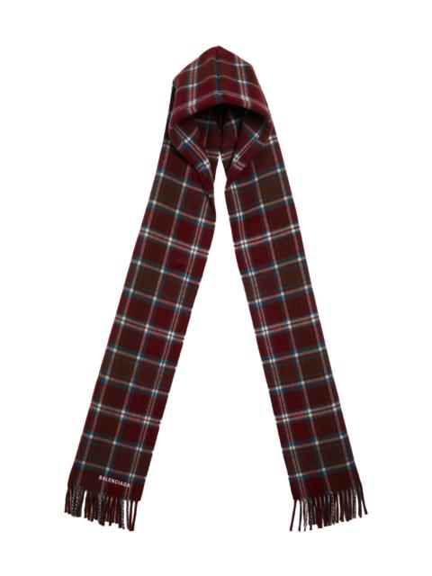 BALENCIAGA Logo-Embroidered Hooded Wool Scarf red