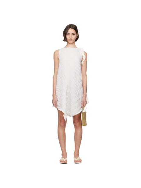 ISSEY MIYAKE White Wrinkled & Twisted Minidress