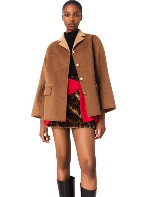 maje maje Double-faced mid-length coat in Camel at Nordstrom