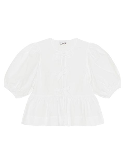 GANNI COTTON POPLIN PEPLUM BLOUSE
