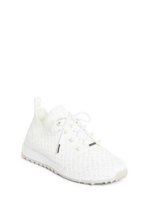 JIMMY CHOO Jimmy Choo Veles Faux Pearl Knit Sneaker in X White at Nordstrom
